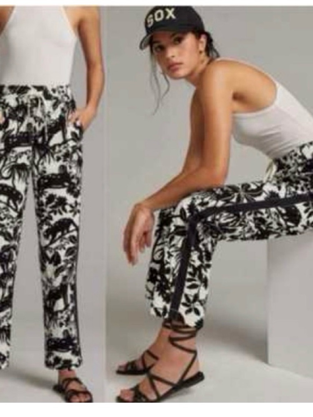 Anthropologie Maeve Tenley Twill Track Pants  with Side Stripe